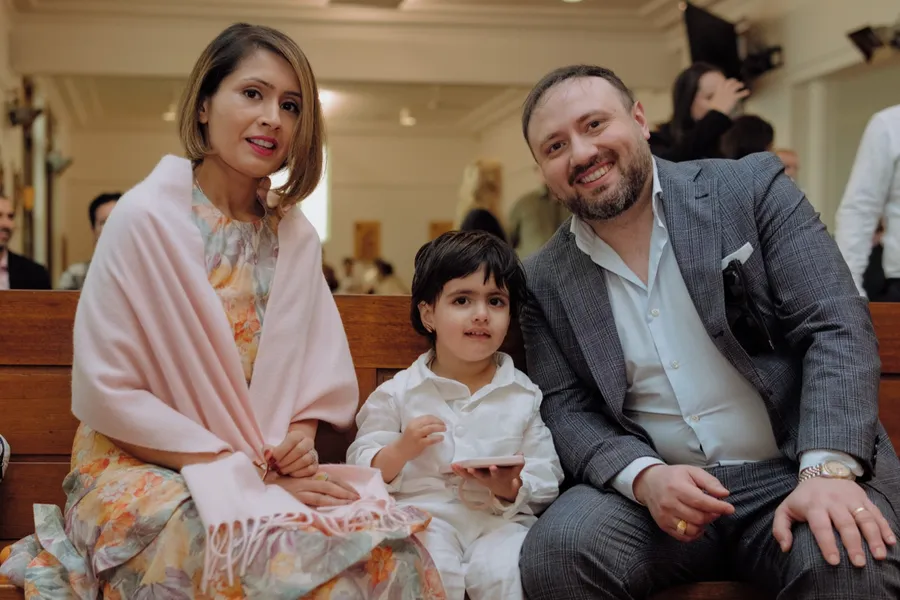 A family at a christening.