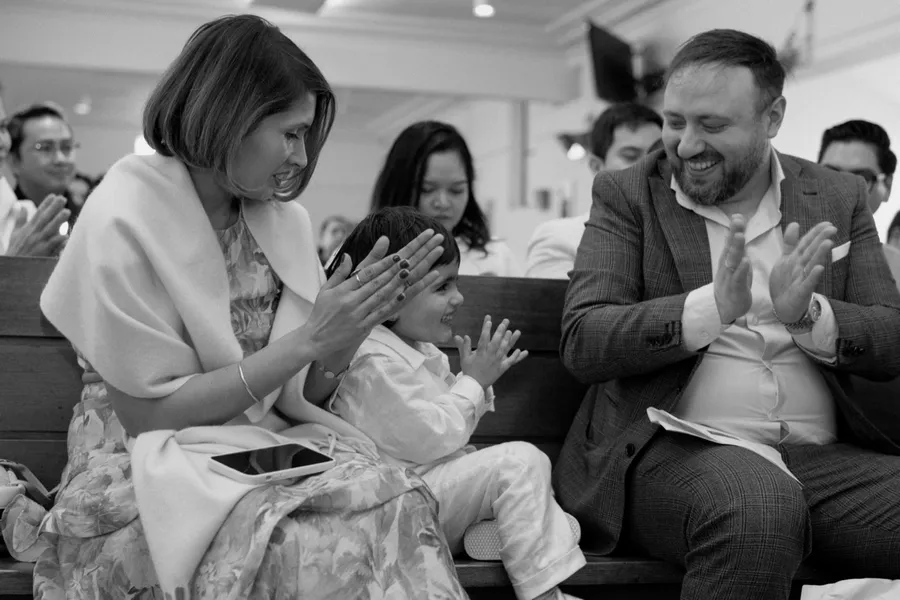 A happy moment at a family celebration.
